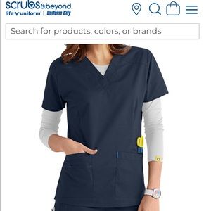 Wonderflex Navy Verity Stretch V-neck Scrub Top